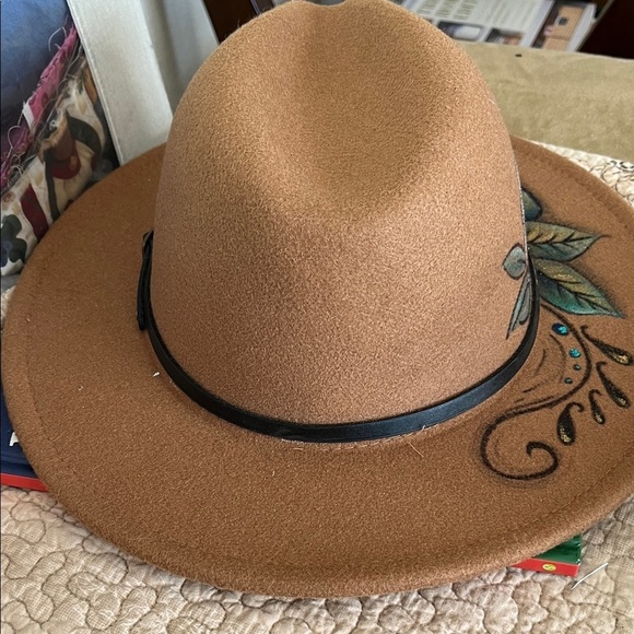 Handpainted Floral Embellished Felt Hat main image 4
